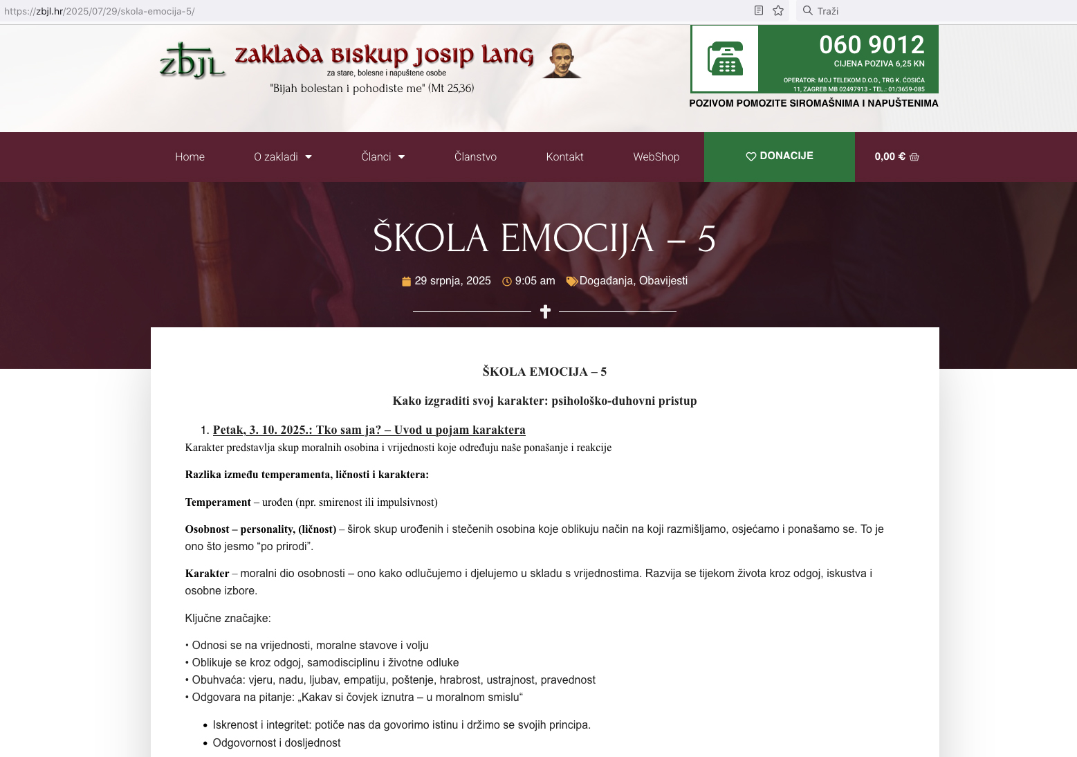 ŠKOLA EMOCIJA – 5: Kako izgraditi svoj karakter: psihološko-duhovni pristup